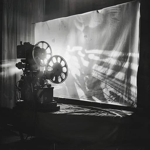 复古电影放映机特写，象征电影技术的百年演进